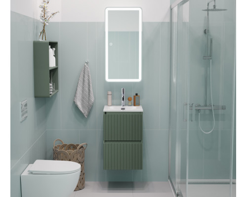 Тумба с раковиной подвесная 40 см, BelBagno UNO-MINI-400-2C-SO-VO Еловый матовый, раковина белая BB-8099-3-40