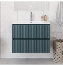 Тумба с раковиной подвесная 80 см, BelBagno UNO-800-2C-SO-AO Голубой матовый, раковина белая BB-8099-80