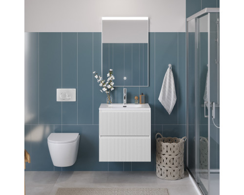 Тумба с раковиной подвесная 60 см, BelBagno UNO-600-2C-SO-BO Bianco Opaco, раковина белая BB-8099-60