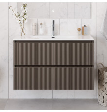 Тумба с раковиной подвесная 120 см, BelBagno UNO-1200-2C-SO-CO Бежевый матовый, раковина белая BB-8099-120