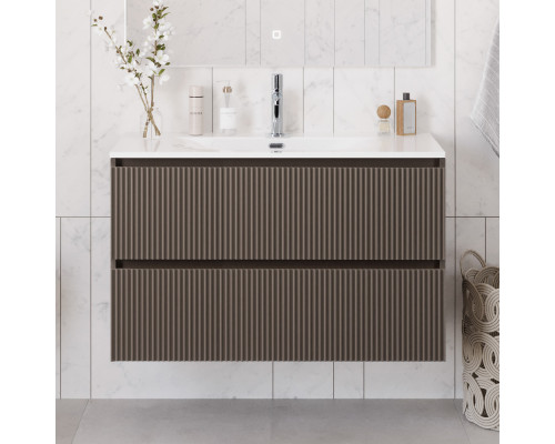 Тумба с раковиной подвесная 120 см, BelBagno UNO-1200-2C-SO-CO Бежевый матовый, раковина белая BB-8099-120