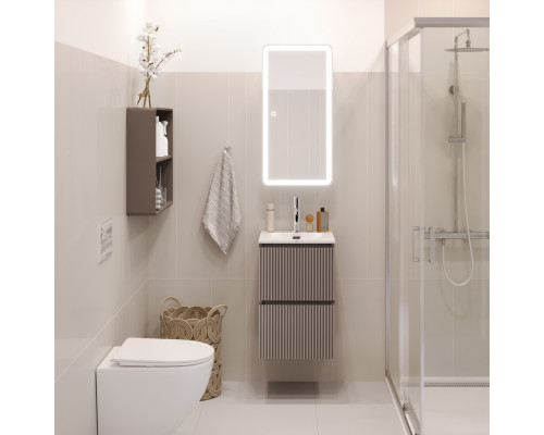 Тумба с раковиной подвесная 40 см, BelBagno UNO-MINI-400-2C-SO-CO Бежевый матовый, раковина белая BB-8099-3-40