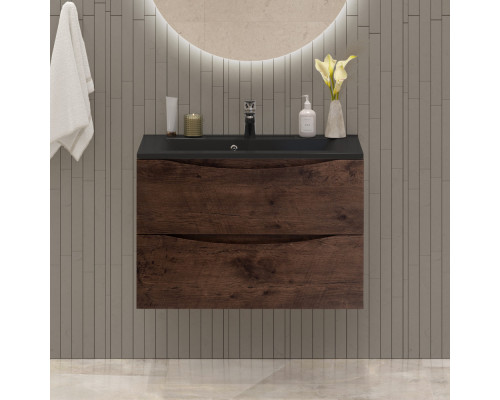 Тумба с раковиной подвесная BelBagno MARINO-800 Rovere Moro, раковина черная BB800/450-LV-ART-PR-NERO