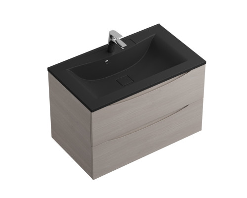 Тумба с раковиной подвесная BelBagno MARINO-800 Rovere Grigio, раковина черная BB800/450-LV-ART-PR-NERO