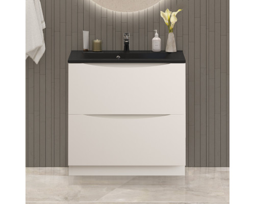 Тумба с раковиной напольная BelBagno MARINO-800 Bianco Lucido, раковина чёрная BB800/450-LV-ART-PR-NERO