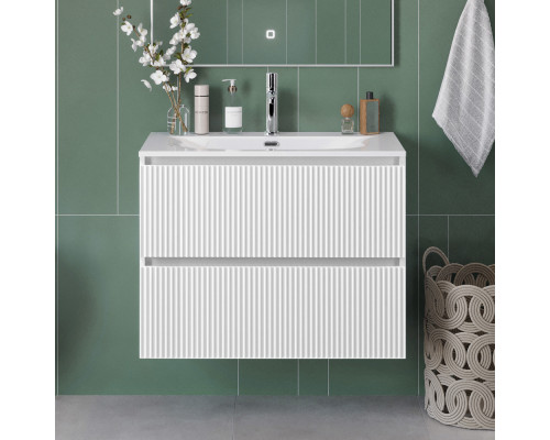 Тумба с раковиной подвесная 70 см, BelBagno UNO-MINI-700-2C-SO-BO Белая матовая, раковина белая BB-8099-3-70