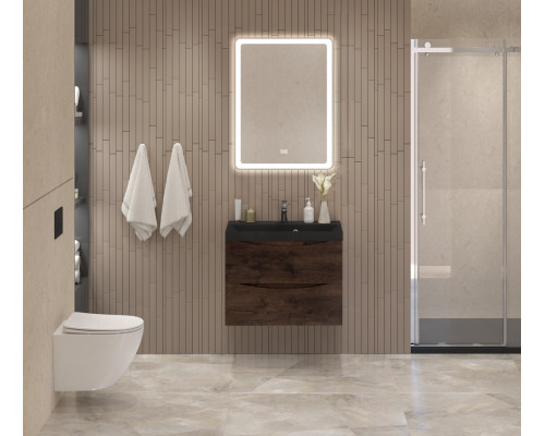 Тумба с раковиной подвесная BelBagno MARINO-700 Rovere Moro, раковина чёрная BB700/450-LV-ART-AST-NERO