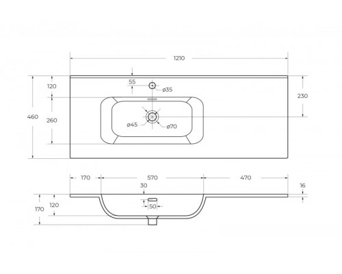 Мебель для ванной подвесная левосторонняя CEZARES DUET-N-1200-2C-SO-BL-L Bianco Lucido эмаль