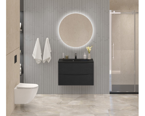 Тумба с раковиной подвесная BelBagno MARINO-800 Rovere Cioccolato Amaro, раковина  BB800/450-LV-ART-PR-NERO
