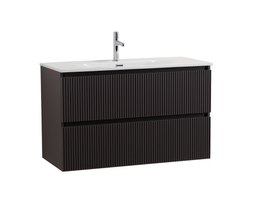 Тумба с раковиной подвесная 100 см, BelBagno UNO-1000-2C-SO-GSO Темно-Серый матовый, раковина белая BB-8099-100