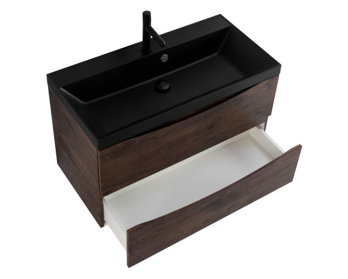 Тумба с раковиной подвесная BelBagno MARINO-800 Rovere Moro, раковина черная BB800/450-LV-ART-AST-NERO