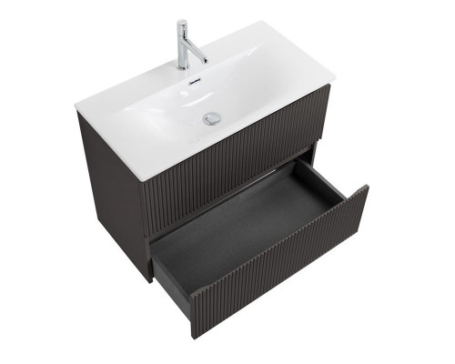 Тумба с раковиной подвесная 70 см, BelBagno UNO-MINI-700-2C-SO-GSO Темно-Серый матовый, раковина белая BB-8099-3-70