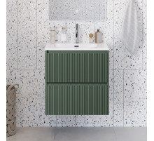 Тумба с раковиной подвесная 60 см, BelBagno UNO-MINI-600-2C-SO-VO Еловый матовый, раковина белая BB-8099-3-60