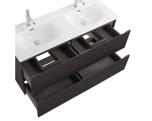 Тумба с раковиной подвесная 120 см, BelBagno UNO-1200-4C-SO-GSO Темно-Серый матовый, раковина белая BB-8099-120-2 с 2-я чашами