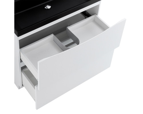 Тумба с раковиной напольная BelBagno MARINO-800 Bianco Lucido, раковина чёрная BB800/450-LV-ART-AST-NERO