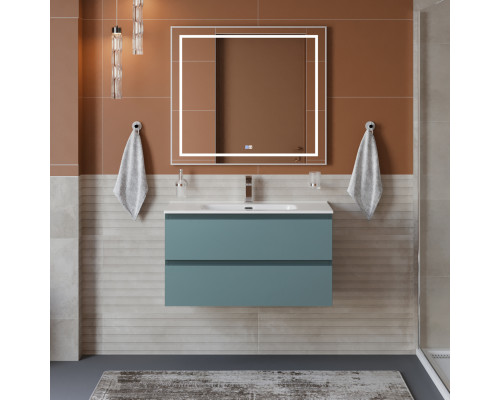 Тумба с раковиной подвесная BelBagno KRAFT-900-2C-SO-AO, 90 см, Голубой матовый, раковина белая BB1000ETL
