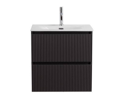 Тумба с раковиной подвесная 60 см, BelBagno UNO-MINI-600-2C-SO-GSO Темно-Серый матовый, раковина белая BB-8099-3-60