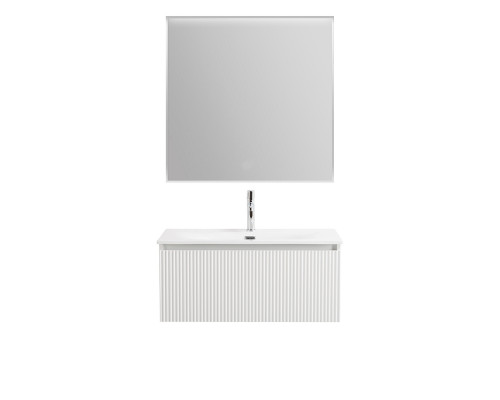 Тумба с раковиной подвесная 100 см, BelBagno UNO-1000-1C-SO-BO Bianco Opaco, раковина белая BB-8099-100