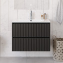 Тумба с раковиной подвесная 80 см, BelBagno UNO-800-2C-SO-GSO Темно-Серый матовый, раковина белая BB-8099-80