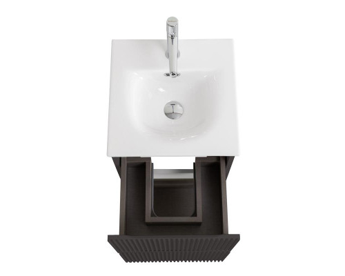 Тумба с раковиной подвесная 40 см, BelBagno UNO-MINI-400-2C-SO-GSO Темно-Серый матовый, раковина белая BB-8099-3-40