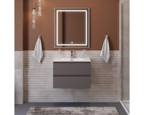 Тумба с раковиной подвесная BelBagno KRAFT-600-2C-SO-GSO, 60см, Темно-Серый Матовый, раковина белая BB-8099-60