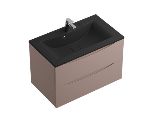 Тумба с раковиной подвесная BelBagno MARINO-800 Capucino Lucido, раковина чернаяBB800/450-LV-ART-PR-NERO