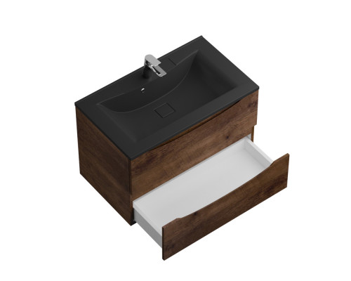 Тумба с раковиной подвесная BelBagno MARINO-800 Rovere Moro, раковина черная BB800/450-LV-ART-PR-NERO