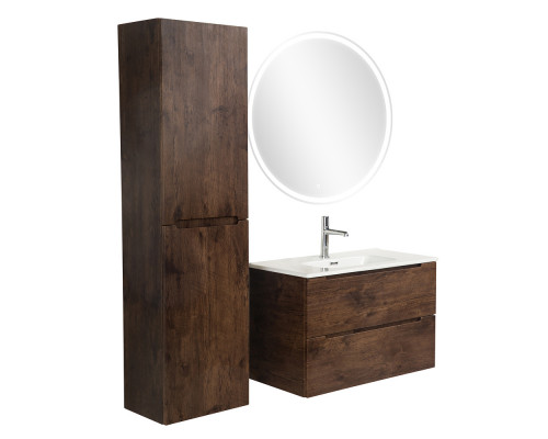 Тумба с раковиной подвесная 80 см, BelBagno ETNA39-800/390-2C-SO-RW-P Rovere Moro, раковина BB800/390ETL белая