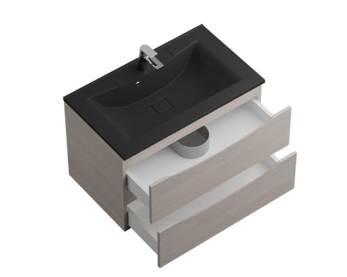 Тумба с раковиной подвесная BelBagno MARINO-800 Rovere Grigio, раковина черная BB800/450-LV-ART-PR-NERO