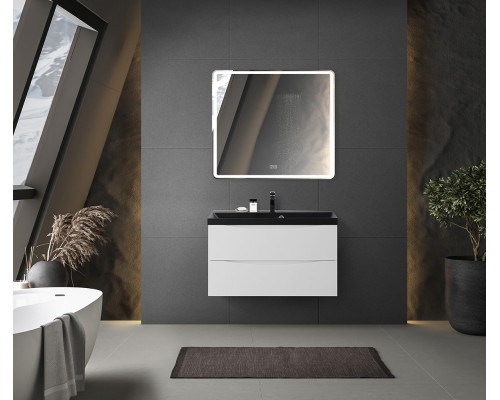 Тумба с раковиной подвесная BelBagno Marino-800, Bianco Lucido, раковина черная BB800/450-LV-MR-AST-NERO