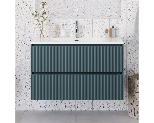 Тумба с раковиной подвесная 90 см, BelBagno UNO-MINI-900-2C-SO-AO Голубой матовый, раковина белая BB-8099-3-90