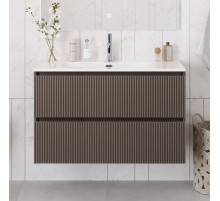 Тумба с раковиной подвесная 100 см, BelBagno UNO-1000-2C-SO-CO Бежевый матовый, раковина белая BB-8099-100