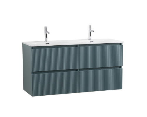 Тумба с раковиной подвесная 120 см, BelBagno UNO-1200-4C-SO-AO Голубой матовый, раковина белая BB-8099-120-2 с 2-я чашами