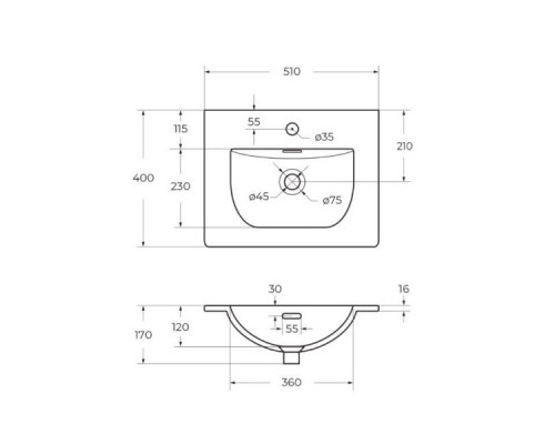 Тумба с раковиной подвесная 50 см, BelBagno UNO-MINI-500-2C-SO-VO Еловый матовый, раковина белая BB-8099-3-50