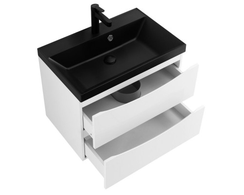 Тумба с раковиной подвесная BelBagno MARINO-600 Bianco Opaco, раковина чёрная BB600/450-LV-ART-AST-NERO