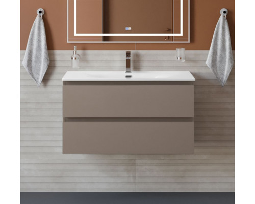 Тумба с раковиной подвесная BelBagno KRAFT-800-2C-SO-CO, 80 см, Бежевый Матовый, раковина белая BB-8099-80
