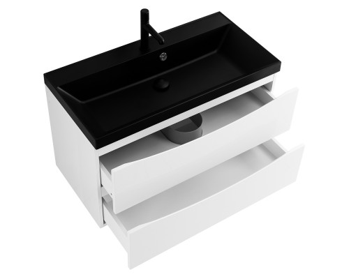 Тумба с раковиной подвесная BelBagno MARINO-800 Bianco Opaco, раковина черная BB800/450-LV-MR-AST-NERO