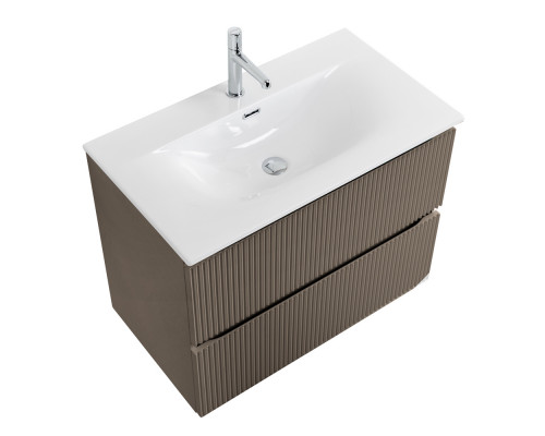 Тумба с раковиной подвесная 80 см, BelBagno UNO-800-2C-SO-CO Бежевый матовый, раковина белая BB-8099-80