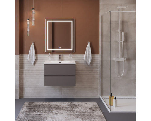 Тумба с раковиной подвесная BelBagno KRAFT-700-2C-SO-GSO, 70см, Темно-Серый Матовый, раковина белая BB-8099-70