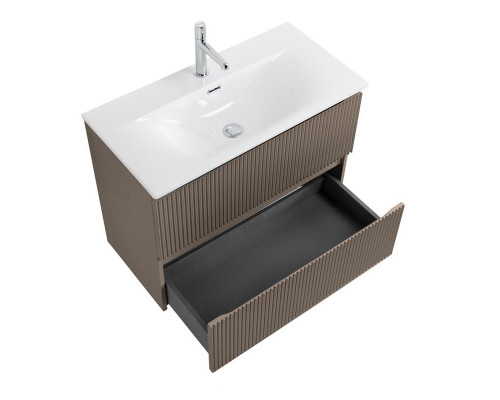 Тумба с раковиной подвесная 80 см, BelBagno UNO-MINI-800-2C-SO-СO Бежевый матовый, раковина белая BB-8099-3-80