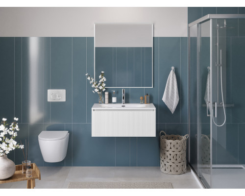 Тумба с раковиной подвесная 100 см, BelBagno UNO-1000-1C-SO-BO Bianco Opaco, раковина белая BB-8099-100