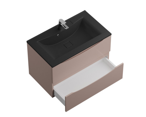 Тумба с раковиной подвесная BelBagno MARINO-800 Capucino Lucido, раковина чернаяBB800/450-LV-ART-PR-NERO