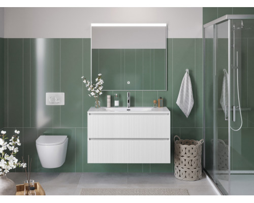 Тумба с раковиной подвесная 90 см, BelBagno UNO-MINI-900-2C-SO-BO Белая матовая, раковина белая BB-8099-3-90