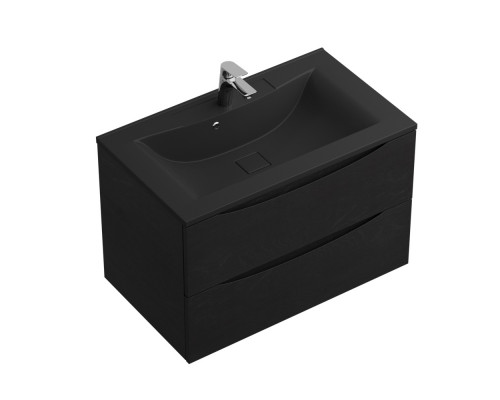 Тумба с раковиной подвесная BelBagno MARINO-800 Rovere Cioccolato Amaro, раковина  BB800/450-LV-ART-PR-NERO