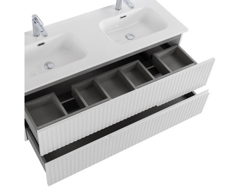 Мебель для ванной подвесная с двойной раковиной CEZARES DUET-N-1200-2C-SO-2-BL Bianco Lucido эмаль