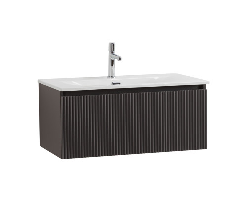 Тумба с раковиной подвесная 80 см, BelBagno UNO-800-1C-SO-GSO Темно-Серый матовый, раковина белая BB-8099-80