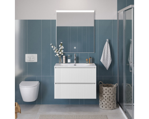 Тумба с раковиной подвесная 80 см, BelBagno UNO-800-2C-SO-BO Bianco Opaco, раковина белая BB-8099-80