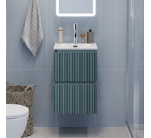 Тумба с раковиной подвесная 40 см, BelBagno UNO-MINI-400-2C-SO-AO Голубой матовый, раковина белая BB-8099-3-40
