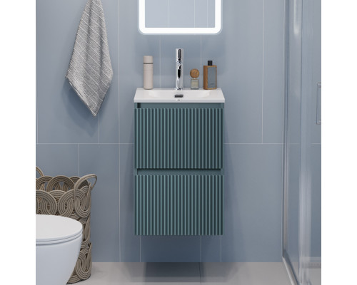 Тумба с раковиной подвесная 40 см, BelBagno UNO-MINI-400-2C-SO-AO Голубой матовый, раковина белая BB-8099-3-40