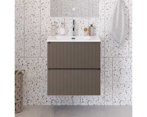 Тумба с раковиной подвесная 50 см, BelBagno UNO-MINI-500-2C-SO-СO Бежевый матовый, раковина белая BB-8099-3-50